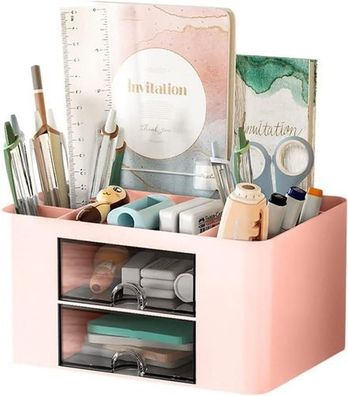Schreibtisch Organizer 5 Fächer - mit Schublade Rosa