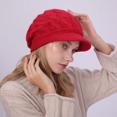Baskenmütze Damen Winter warm - Strickmütze gefüttert