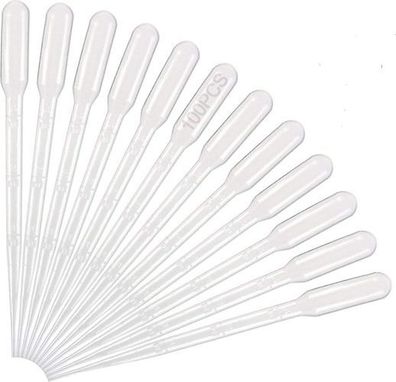 Pipetten 3ml 100 Stück - Kunststoff Einwegpipetten mit Skala