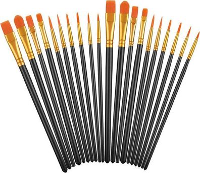 Pinsel Set 20 Stück - 10 Größen für Acryl & Aquarell