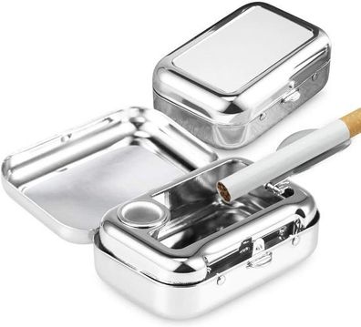 Taschenaschenbecher Metall - tragbar mit Deckel