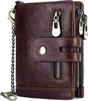 Herren Geldbörse Leder RFID-Schutz - 16 Kartenfächer Kaffee
