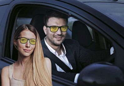 WEDO Nachtsichtbrille Oval Schwarz - für Autofahrer
