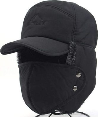 Herren Trappermütze Winter - mit Ohrenklappen Schwarz