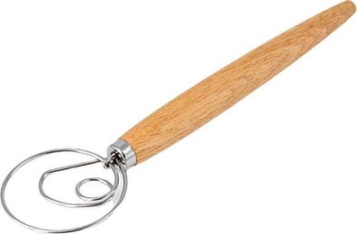 Dänischer Teigbesen 13 Zoll Einzelhaken - Edelstahl Holzgriff