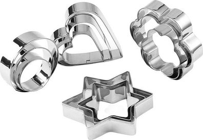 Keksausstecher 12 Stück Edelstahl - Geometrische Formen