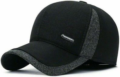 Herren Baseball Cap Winter mit Ohrenschutz - Schwarz