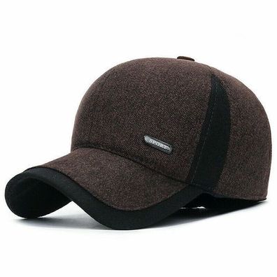 Herren Baseball Cap Winter mit Ohrenschutz - Braun