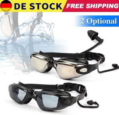 Schwimmbrille Anti-Beschlag plattiert - großer Rahmen