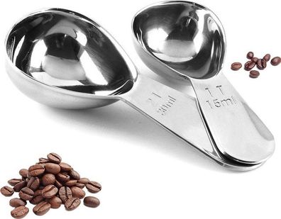 Kaffeelöffel Set 2-teilig Edelstahl - Messlöffel für Kaffee