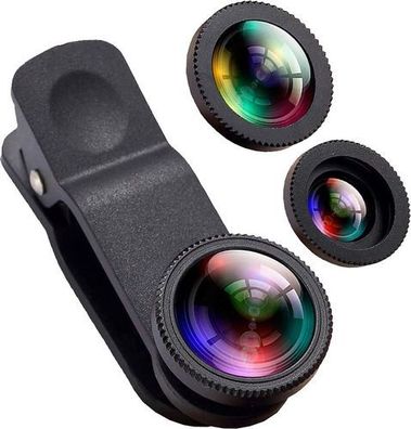 Handy-Objektiv Set 3in1 - Fischauge Weitwinkel Makro Clip-On