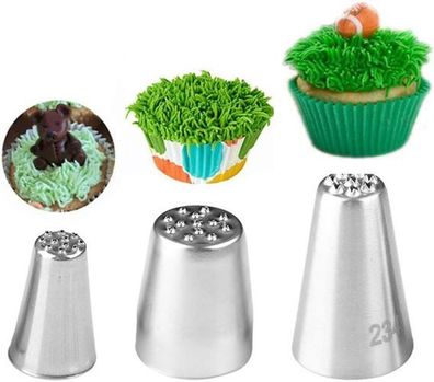 Spritztüllen Edelstahl 3 Stück - für Kuchen & Cupcakes