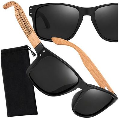 Polarisierte Sonnenbrille Bambusrahmen - UV400 mit Etui