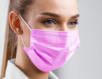 Einwegmasken Rosa 50 Stück - Mundschutz 3-lagig