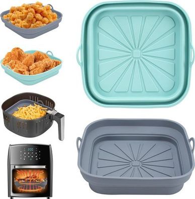 Silikonform Air Fryer 2 Stück Blau/Grau - faltbar quadratisch