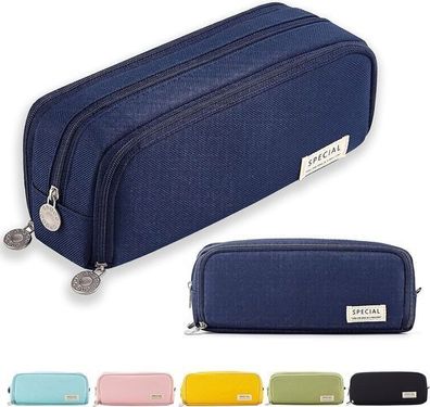 Federmäppchen 3-Fach Navy - große Kapazität für Schule