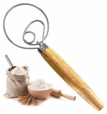 Dänischer Teigbesen 24,5cm - Schneebesen Holzgriff Edelstahl