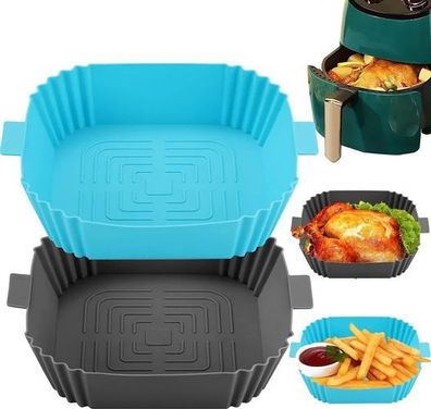 Silikonform Air Fryer rund Blau/Grau - hitzebeständig 240°C