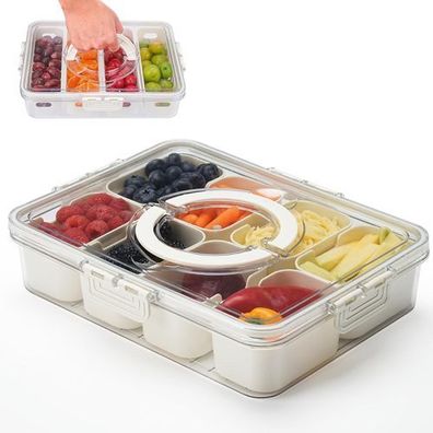 Snackbox 8 Fächer BPA-frei - Snackteller mit Deckel