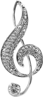 Brosche Musiknote Strass Damen - elegantes Accessoire