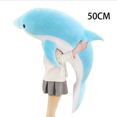 Delfin Plüschtier 50cm Blau - Kuschelkissen für Zuhause
