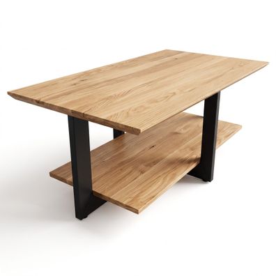 Couchtisch 100x40x60 Wohnzimmertisch Wildeiche Metallgestell #4556