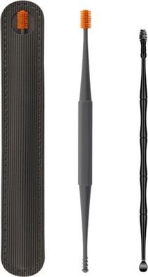 Ohrreiniger Silikon 2 Stück - Doppelkopf Spiraltupfer mit Etui