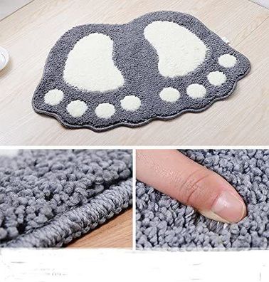 Badematte Mikrofaser 40x60cm Grau - Anti-Rutsch Fußspur