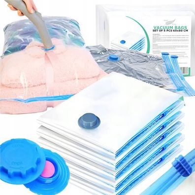 Vakuumbeutel 5er Set 60x80cm - luftdicht für Kleidung