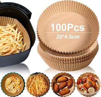 Backpapier Air Fryer 100 Stück 20x4,5cm - Antihaft Einweg