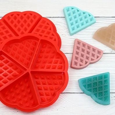 Silikon-Waffelform Herz 5-teilig 2x Rot - hitzebeständig