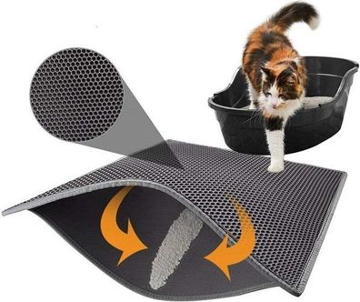 Katzenstreu Matte Waben-Design Schwarz - wasserdicht doppellagig