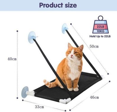 Katzen Fenster-Hängematte - Sitzstange mit 4 Saugnäpfen