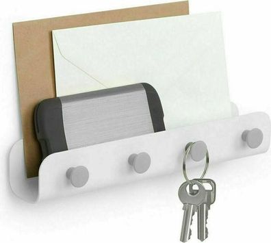 Schlüsselbrett 4 Haken Weiß - selbstklebend ohne Bohren