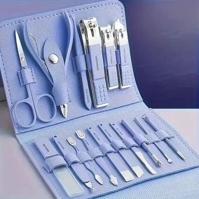 Nagelpflege-Set 16-teilig Edelstahl Blau - Maniküre & Pediküre