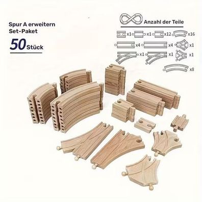 Holzschienen Set 50-teilig - kompatibel mit Brio & Eichhorn