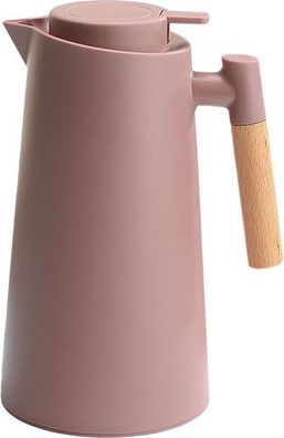 Thermo-Kaffeekaraffe 1L doppelwandig - mit Holzgriff