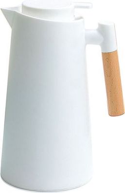 Thermo-Kaffeekaraffe 1L doppelwandig - mit Holzgriff