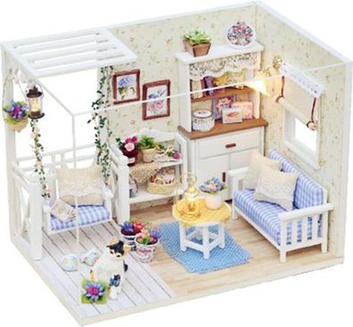 Puppenhaus Miniatur DIY Holz Kit - mit Möbeln Geschenk für Kinder