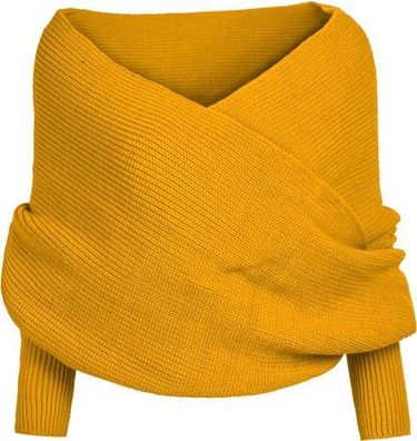 Pullover-Schal schulterfrei Gelb - Wickelschal warm
