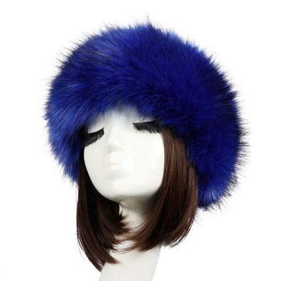 Ohrenwärmer Kunstpelz Königsblau - Stirnband Winter Ski Damen