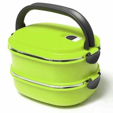 Bento Lunchbox Edelstahl isoliert Grün - 2 Fächer