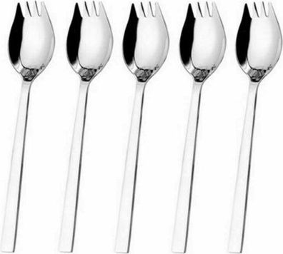 5x Edelstahl Göffel Camping Besteck 2in1 Gabel Löffel