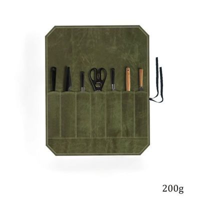 Messer-Rolltasche Segeltuch Armeegrün - wasserfest 7 Fächer
