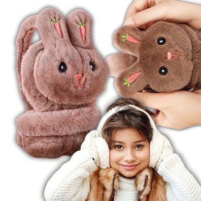 Ohrenschützer Kinder Hasenform Braun - warm verstellbar