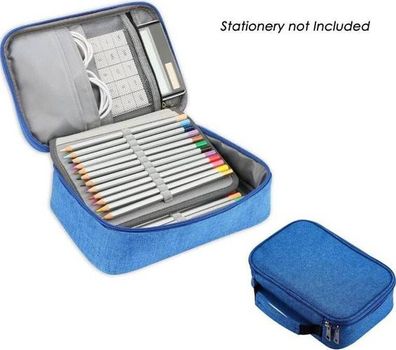 Federmappe 72 Fächer Blau - großes Etui mit Griff