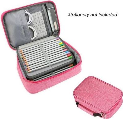 Federmappe 72 Fächer Rosa - großes Etui mit Griff