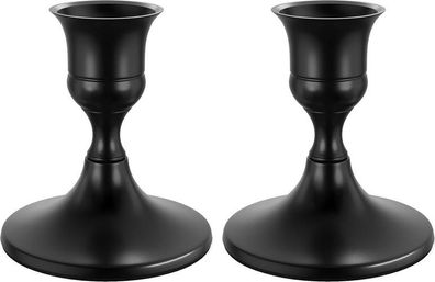 2x Stabkerzenhalter Schwarz Vintage - Kerzenständer Metall