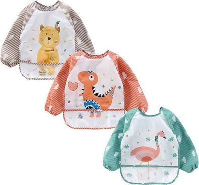 3x Babylätzchen wasserdicht 6-36 Monate - Ärmellätzchen