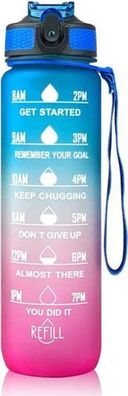 Sport Trinkflasche 1L Blau/Pink - Tritan BPA-frei